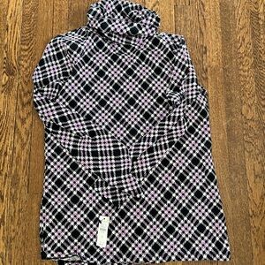 New Talbots Turtleneck Longsleeve Tee Purple & Black Plaid Size Small Petite